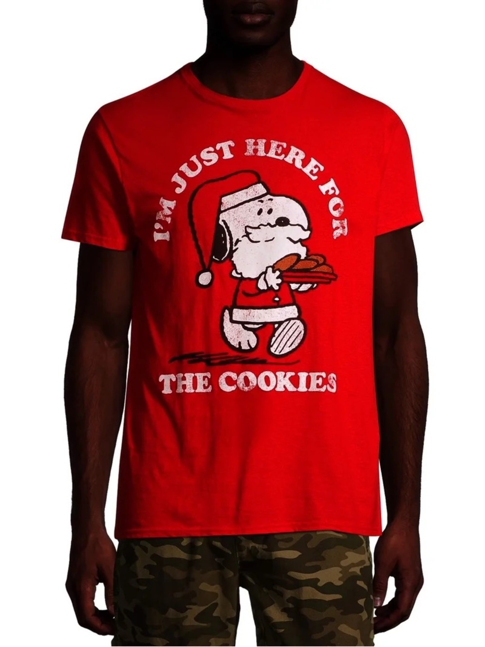 Peanuts Red Snoopy Holiday Tee with White Text